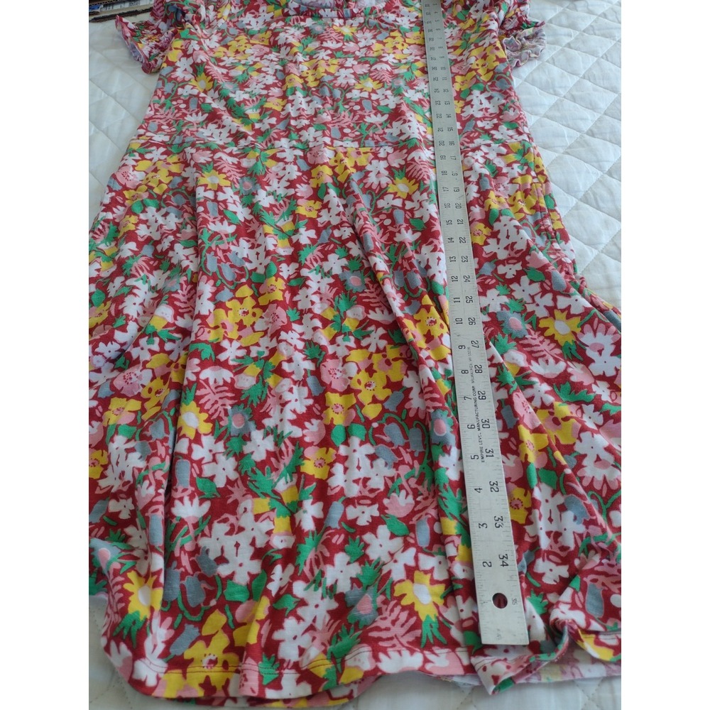 Toad & Co Laurel Dress Sz XL Red Pink Floral Tencel Lyocell Organic Cotton Short - Picture 5 of 6
